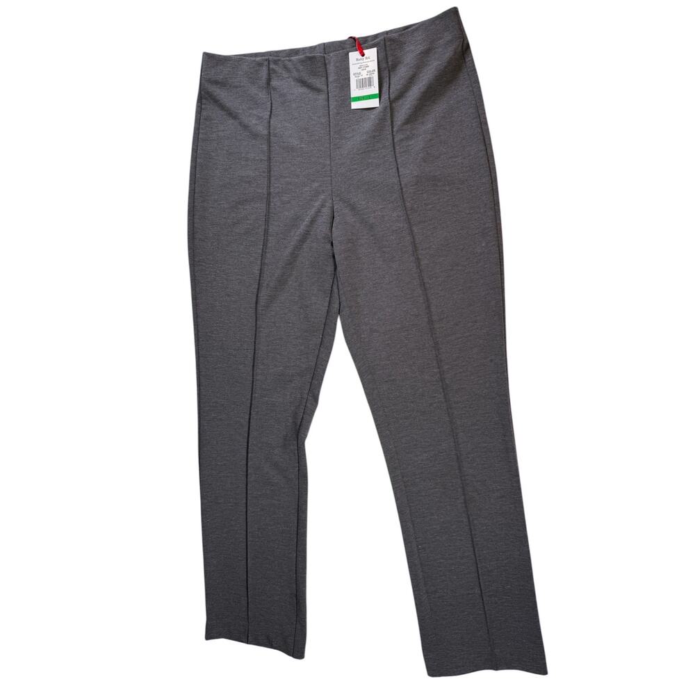 Ruby Rd Pull On Pants Women L Gray Straight Leg Stretch Career NWT Comfort Waist